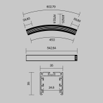 Радиусный профиль 35x35 D1500мм 1/8 круга черный, ALM-3535R-B-D-45°-1.5M. TM Maytoni