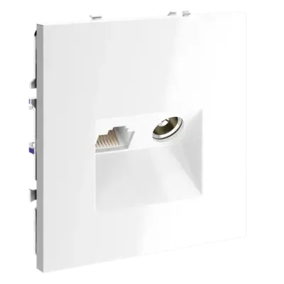VLS060701 Розетка телевизионная встраиваемая VOLTUM S70 TV+RJ45 кат. 6, (белый глянцевый). (ТМ Maytoni)