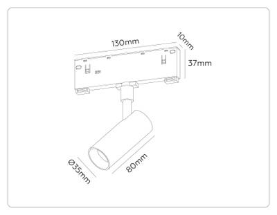 Светильник светодиодный трековый Magnetic 48V 10mm GL2301 BK черный IP20 6W 3CCT 3000/4200/6400K D35*80