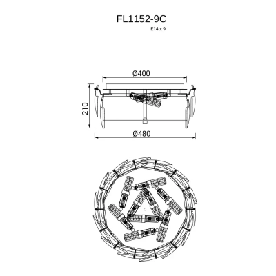 Люстра потолочная Infinita FL1152-9C, E14х9