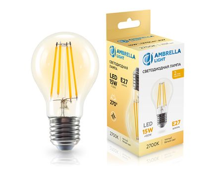 Лампа светодиодная Filament 601513 LED A60 15W E27 2700K 220-240V