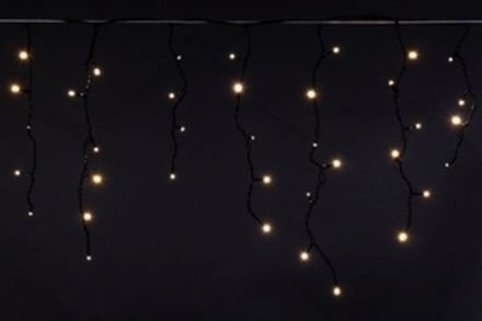 A-057A WW гирлянда светодиодная 5х0,6м 180LED в виде "бахрома" , провод черный, морозостойкая