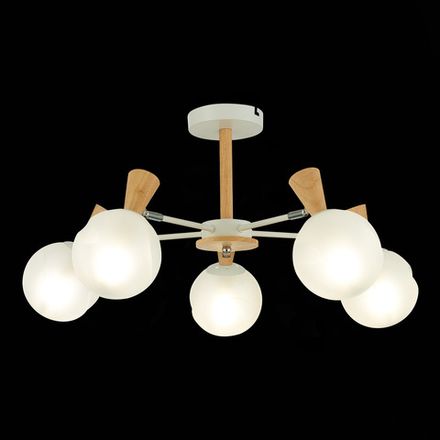 SLE220702-05 Люстра потолочная Белый, Светлое дерево/Белый E14 5*40W