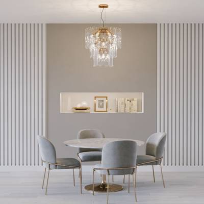 Умная подвесная люстра со стеклянными плафонами 60171 золото