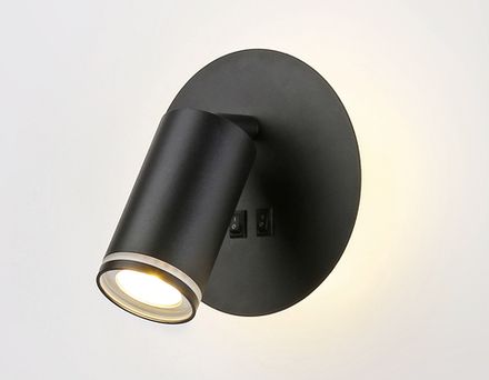 Светильник светодиодный настенный с выключателем FW2463 BK черный LED 4200K 7W D145*150