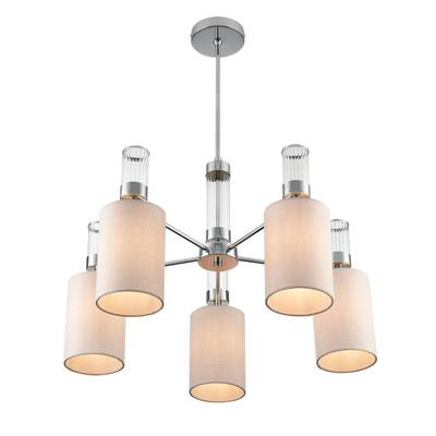 6585/5 MODERNI LN25 хром/бежевый, металл/текстиль, стекло Люстра подвесная E14 5*40W 220V ARNIKA