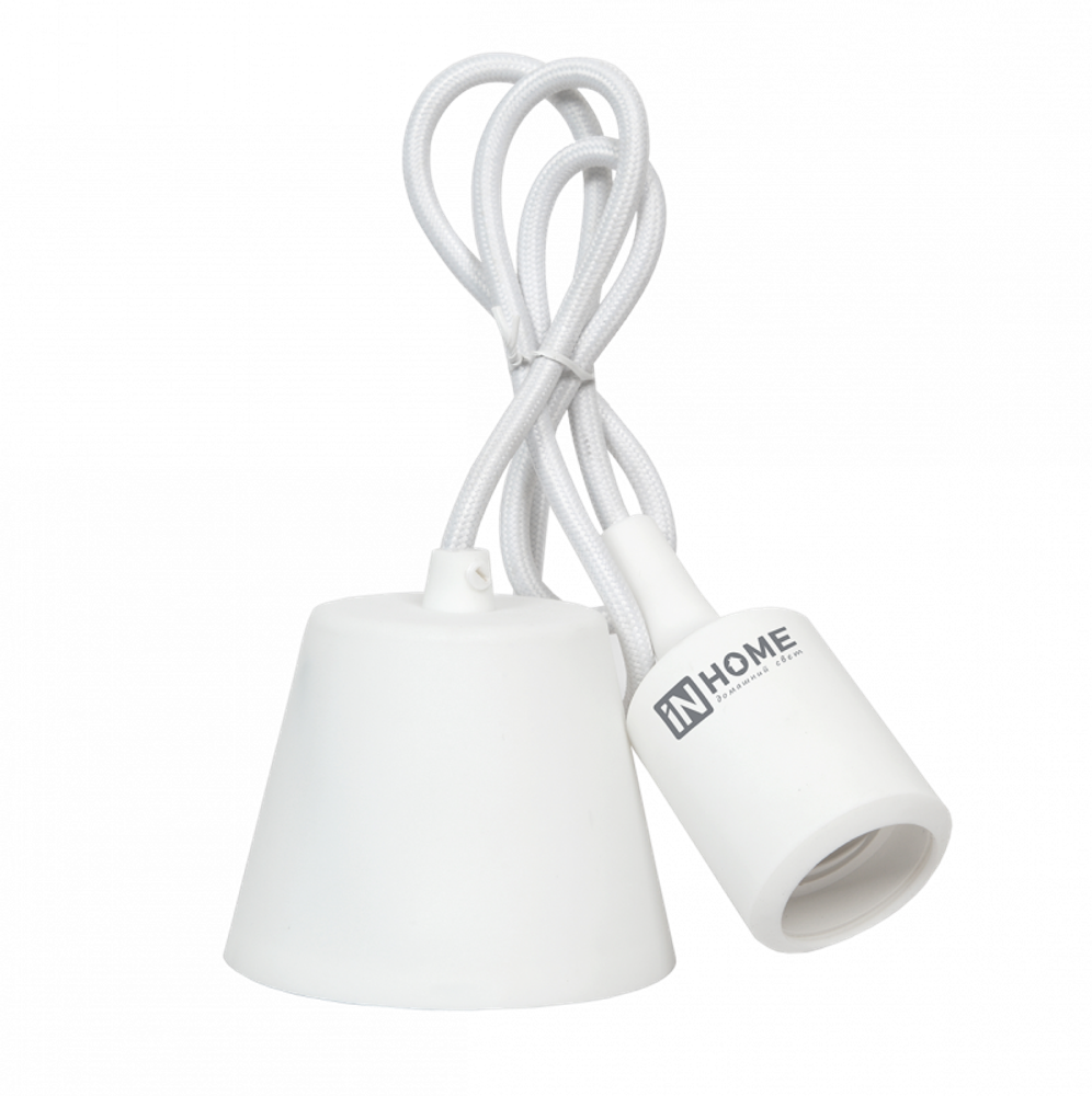 Патрон силиконовый Е27 со шнуром 1м бел. IN HOME 4690612008684