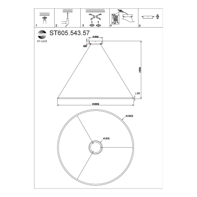 ST605.543.57 Светильник подвесной ST-Luce Белый/Белый LED 1*57W 4000K