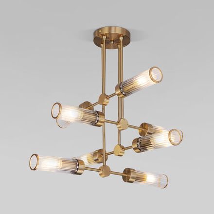 Умный потолочный светильник со стеклянными плафонами 60166/8 латунь