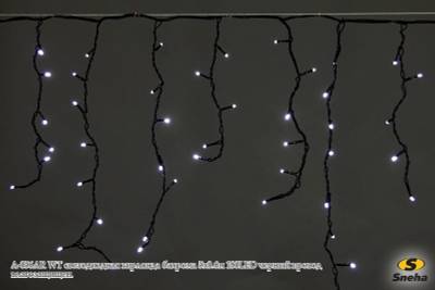 A-056AR WT светодиодная гирлянда "бахрома" 5x0.6м 180LED черный провод влагозащищен.
