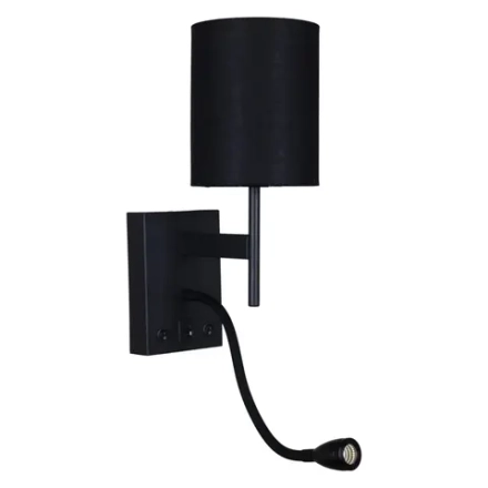 86210-9.2-001KT LED3W+E14 BK светильник настенный Reluce, E14+LEDх1