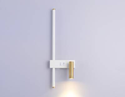 Светильник светодиодный настенный с выключателем FL5207/2 SWH/GD белый песок/золото LED 4200K 7W+5W 500*160*111.5