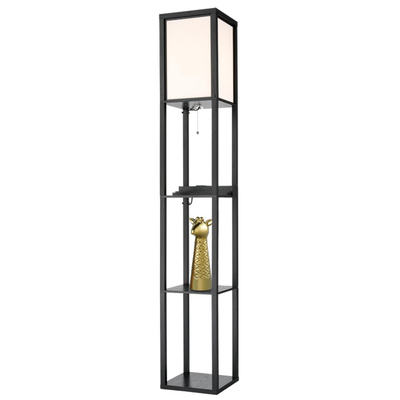 8093/1F COMFI LN26 460 черный/белый, дерево/текстиль Торшер Е27 1*60W 220V PRACTIC