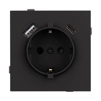 Механизм розетки с USB зарядкой SCT-TENDO-MUAC-SFPL-BK (230V, 16A) (Arlight, -)