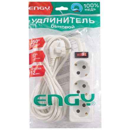 Удлинитель с выключателем ENGY "Гранд" 5м/3роз с/з (ПВС 3х0,75)