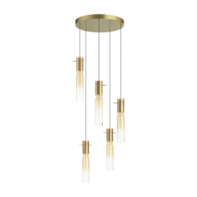 5058/25LA PENDANT ODL24 461 золотой/янтарный/металл/стекло Люстра каскадная LED 5*5W 3000K SCROW