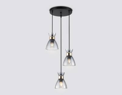 Светильник подвесной TR3408/3 BK/FGD/SM черный/золото/дымчатый E27/3 max 60W D345*1000