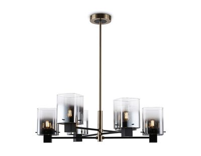 Светильник подвесной LH57041/6 BK/DBS/SM черный/темная латунь/дымчатый E14/6 max 40W D690*690