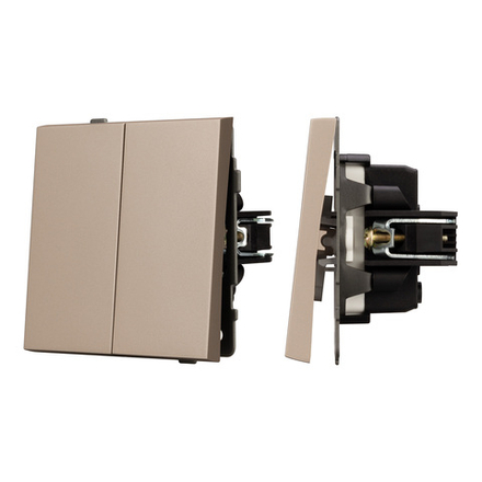 Механизм выключателя двухклавишный непроходной SWT-TENDO-MK02-PL-GD (230V, 10A) (Arlight, -)