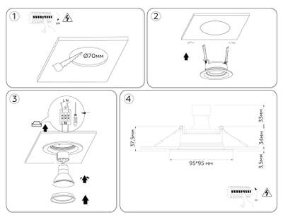 Светильник встраиваемый TN1143 WH белый IP44 GU5.3 95*95*38