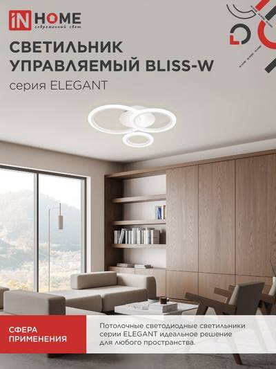 Светильник светодиодный ELEGANT BLISS-W 60Вт 3000-6500К 4700лм 230В 500х500х140мм с пультом ДУ бел. IN HOME 4690612043364