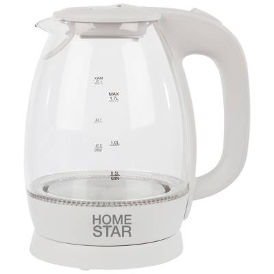 Чайник Homestar HS-1012 (1,7 л) стекло, пластик белый