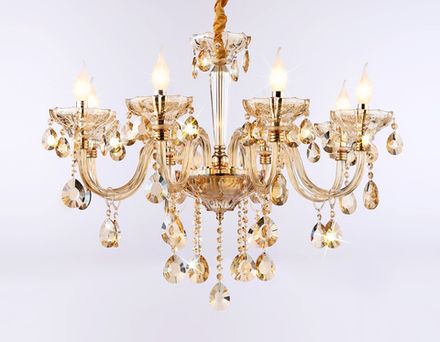 Подвесная люстра с хрусталем TR4907/8 GD/TI золото/янтарь E14/8 max 40W D760*639