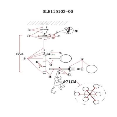SLE115103-06 Люстра потолочная Белый/Белый E14 6*60W