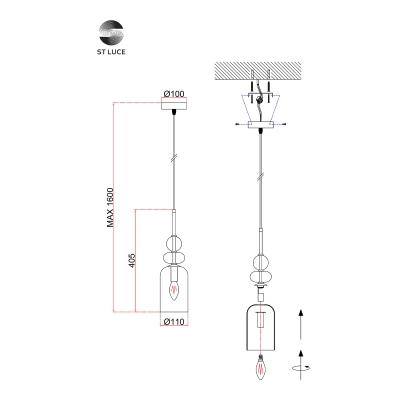 SL2000.213.01 Подвес ST-Luce Золотистый/Янтарный E14 1*40W