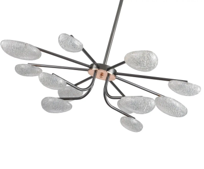 Люстра диммируемая Юнни черный жемчуг d90 h80/60/50 Led 6*5W+6*7W (4000K) с пультом ДУ