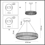 5015/45L L-VISION ODL23 587 золотой/прозрачный металл/хрусталь Люстра LED 45W 4000K 4500Лм VEKIA