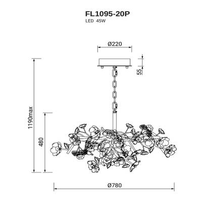 Люстра подвесная Sauvage FL1095-20P, LED