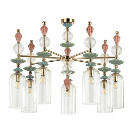 4855/7C CLASSIC ODL_EX21 134 золото/разноцветн./керамика/стекло Люстра потолочная E14 7*40W BIZET