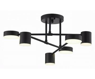 07649-6D,19(3000K) Люстра диммируемая Мекли черный d57 h25 Led 3*12W+3*16W (3000К) с пультом ДУ