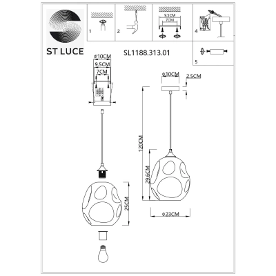 SL1188.313.01 Подвес ST-Luce Латунь/Коньячный E27 1*60W