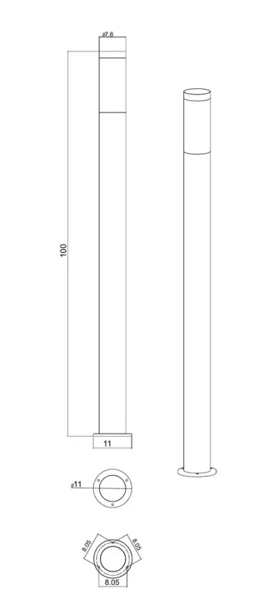 Ландшафтный светильник Arte Lamp SALIRE A3157PA-1SS, 1хE27