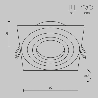 Встраиваемый светильник Атом / Atom 1*GU10 10 Вт, DL024-2-01B. TM Maytoni