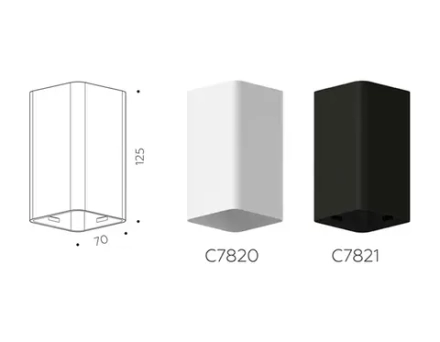 Корпус светильника накладной для насадок 70*70mm C7821 SBK черный песок 70*70*H125mm MR16 GU5.3