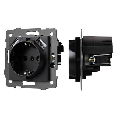 Механизм розетки с USB зарядкой SCT-MUAA-PL-BK-V (250V, 16A) (Arlight, -)