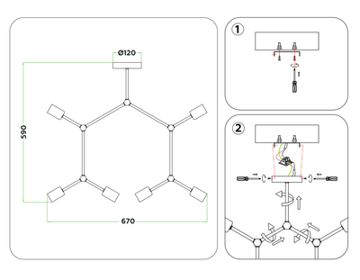 Потолочный светильник в стиле лофт TR8038/6 BS латунь E27*6 max 40W D670*590