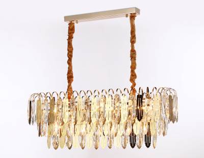 Подвесная люстра с хрусталем TR5260/10 SGD/CL золото/прозрачный E27*10 max 40W 800*300*270