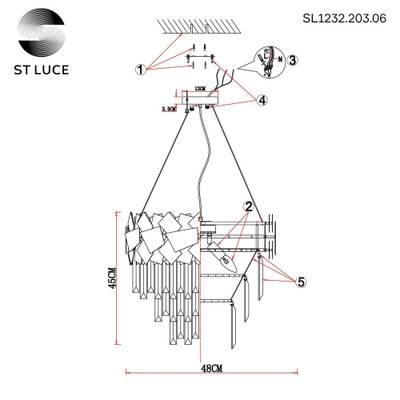 SL1232.203.06 Светильник подвесной ST-Luce Золотистый/Прозрачный, Золотистый E14 6*60W