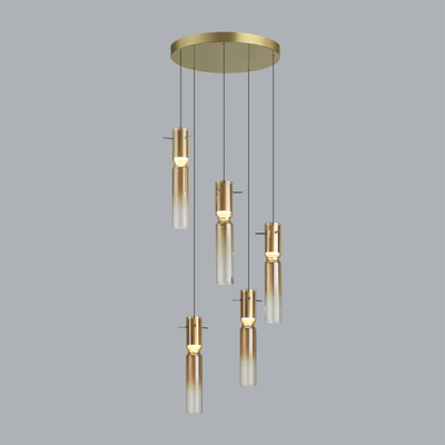 5058/25LA PENDANT ODL24 461 золотой/янтарный/металл/стекло Люстра каскадная LED 5*5W 3000K SCROW