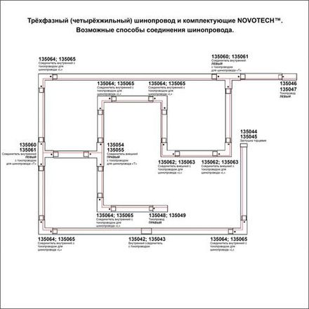 135050 PORT NT19 137 белый Соединитель с токопроводом прямой внешний для трехфазн. шинопровода IP20