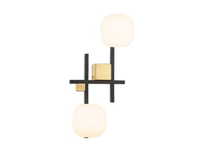 Светильник настенный LH51019/2 BK/BS/FR черный/латунь/белый матовый G9*2 max 28W 230*170*480