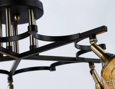 Светильник подвесной TR303035/5 SB/BK/TI  бронза/черный/янтарь E27/5 max 40W D730*280