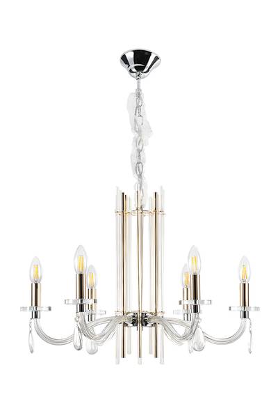 Люстра Crystal Lux AURELIO SP6 GOLD+CHROME/TRANSPARENT 0210/306