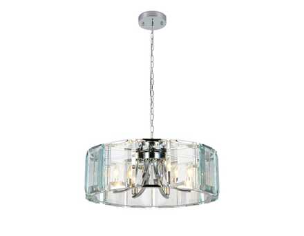 Подвесная люстра с хрусталем TR5141 CH/CL хром/прозрачный E14/6 max 40W D600*1000