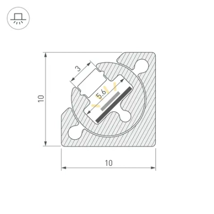 Профиль с экраном SL-KANT-H10-ROTATE-2000 IRON GREY (Arlight, Алюминий+пластик)