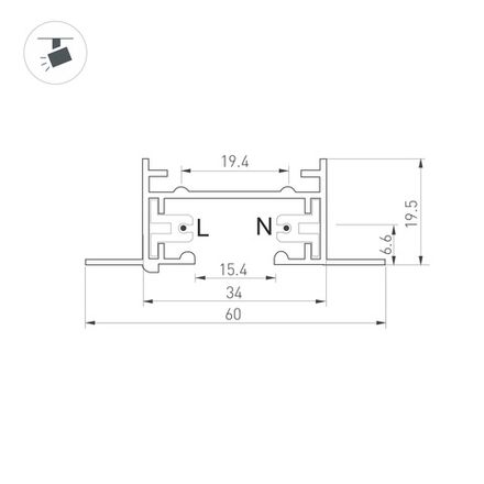 Трек LGD-2TR-TRACK-F-2000-WH-M (C) (Arlight, IP20 Металл, 3 года)